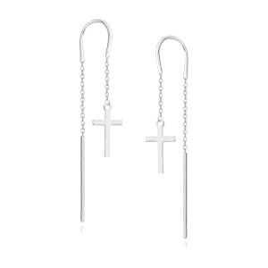 Cercei argint lungi cu lantisor si cruciulite DiAmanti  Z1862EPR-DIA (Argint 925‰ 1,1 g.)